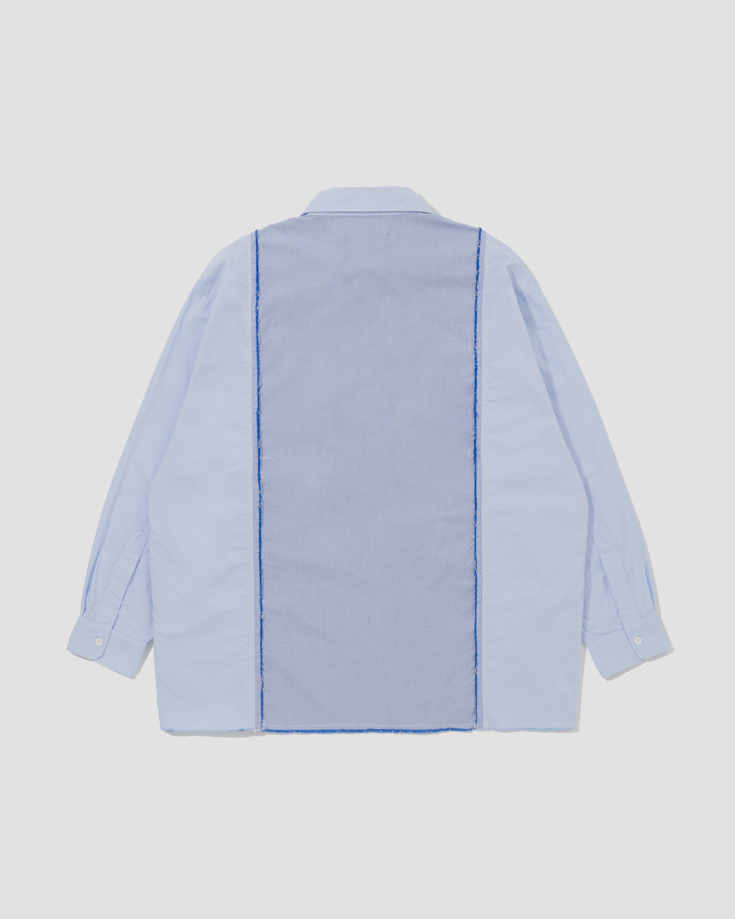 Raw Edge L/S Patch Shirt - Blue