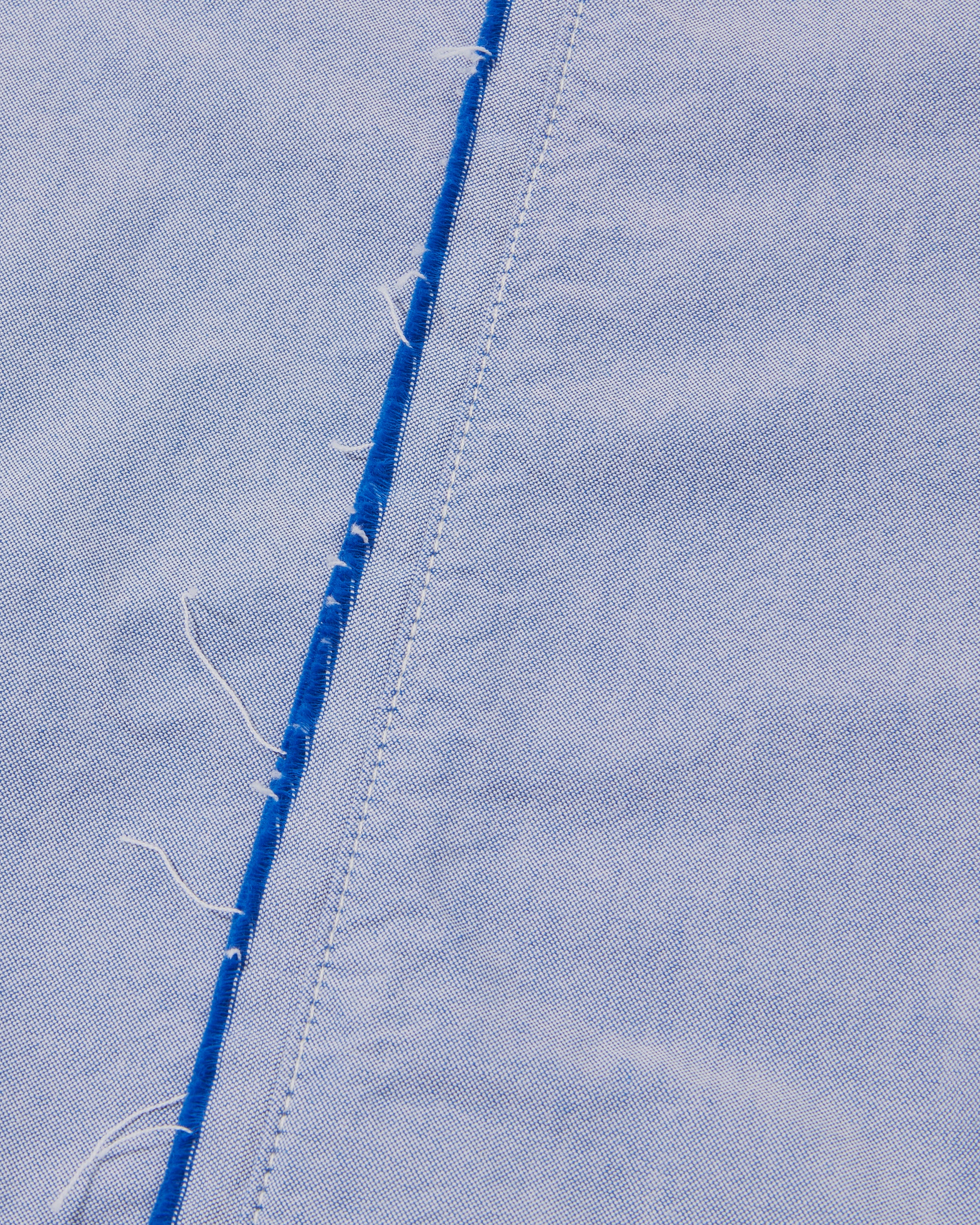 Raw Edge L/S Patch Shirt - Blue