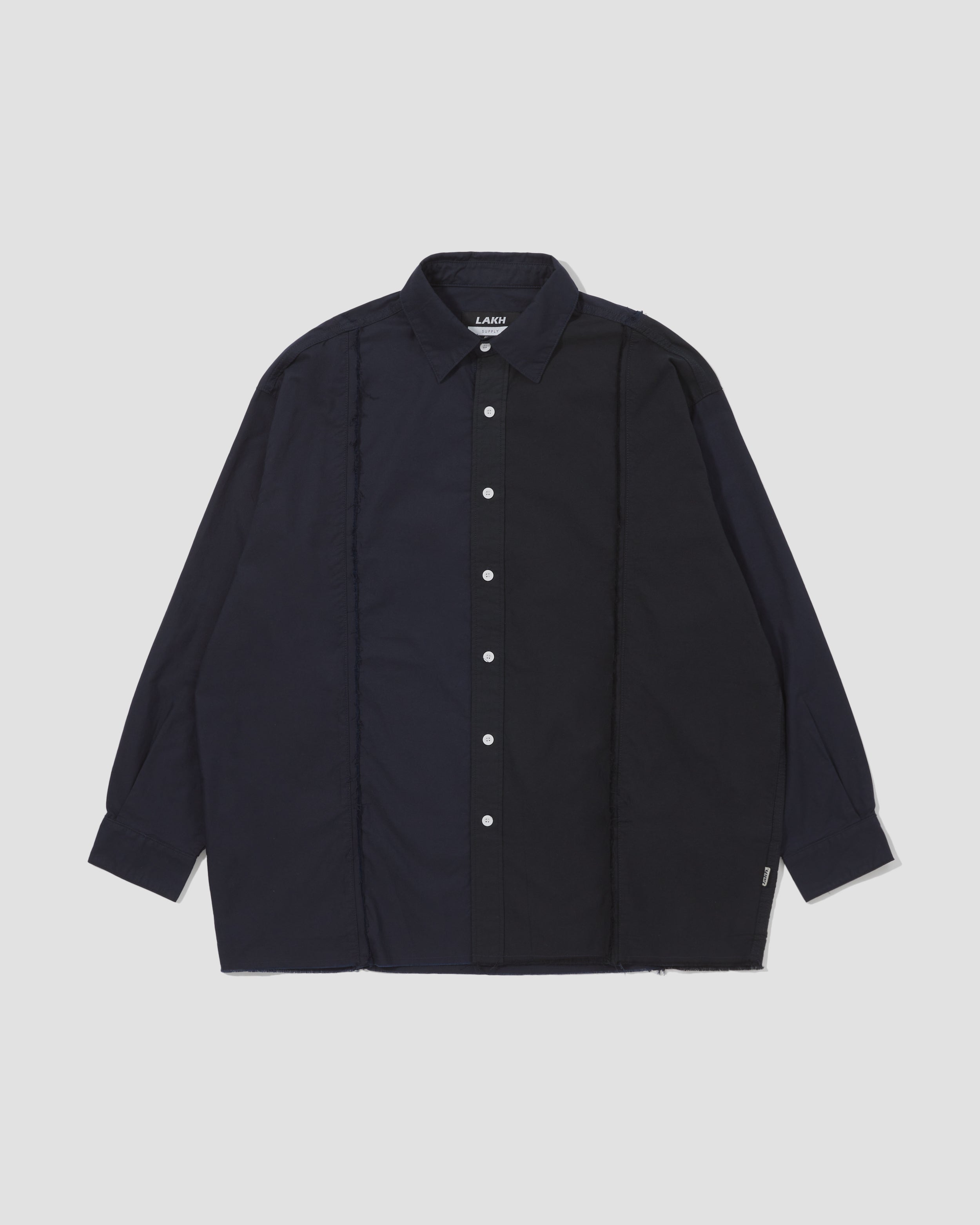 Raw Edge L/S Patch Shirt - Navy