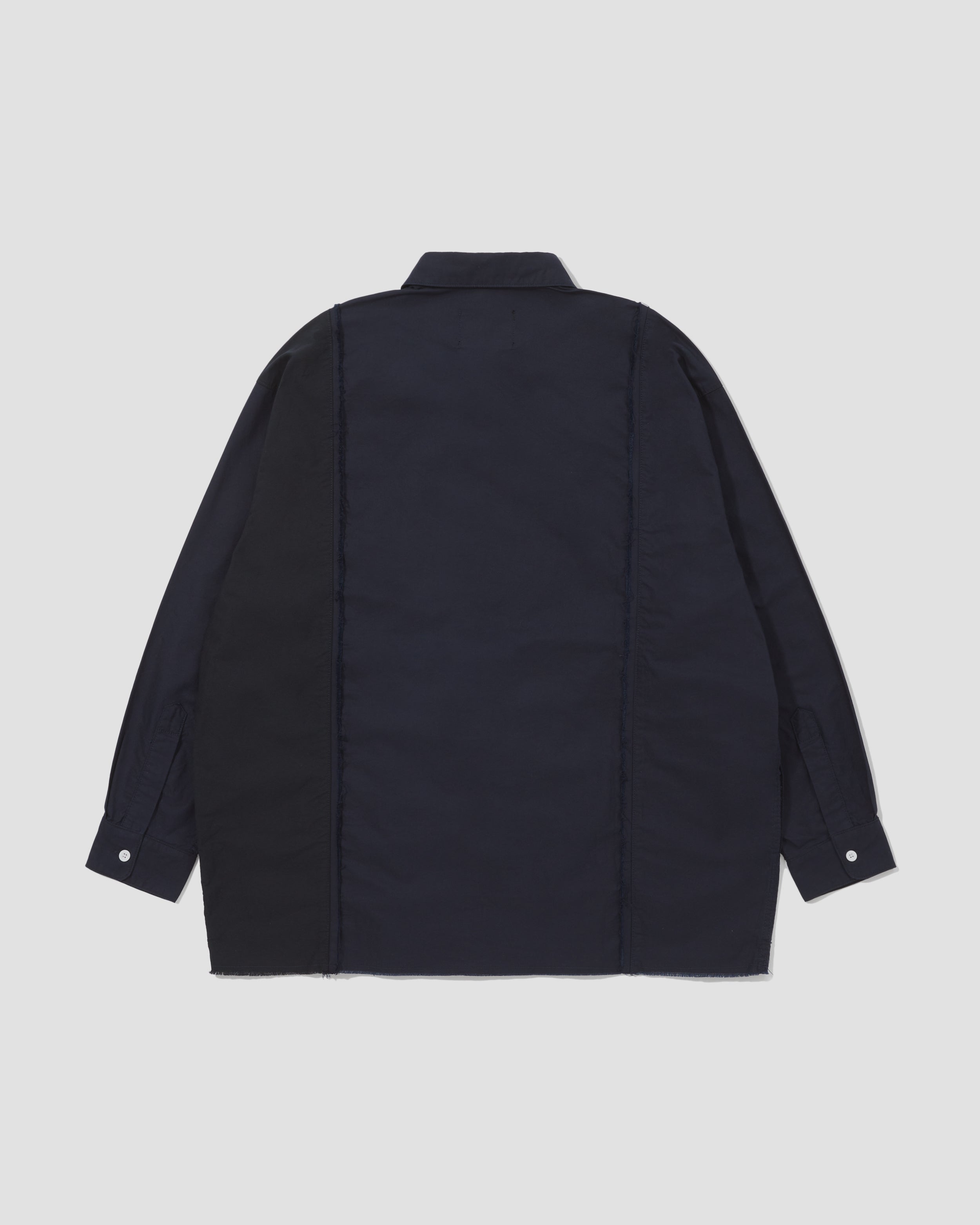 Raw Edge L/S Patch Shirt - Navy