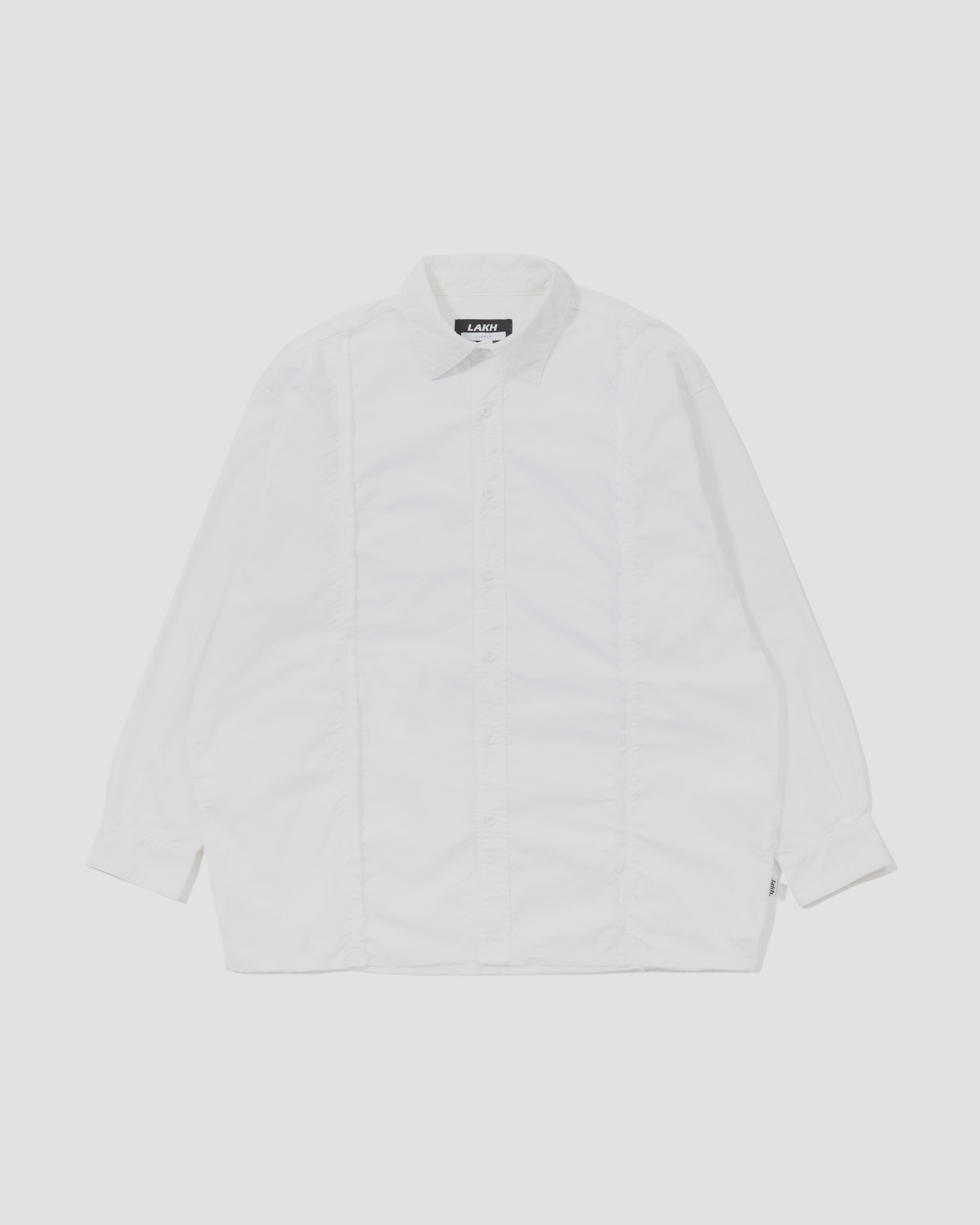 Raw Edge L/S Patch Shirt - White