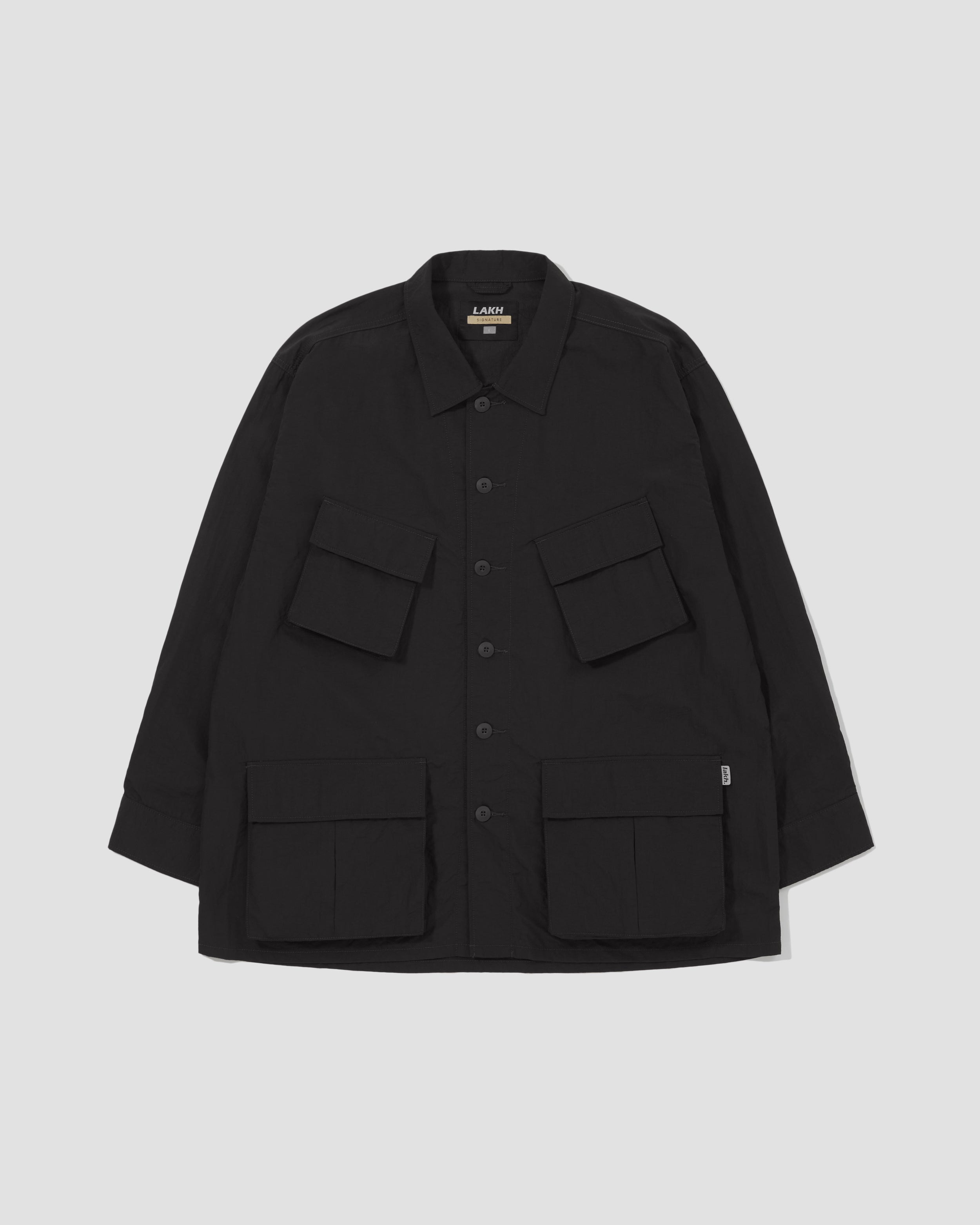 Six Pockets Oversized L/S Shirt - Black