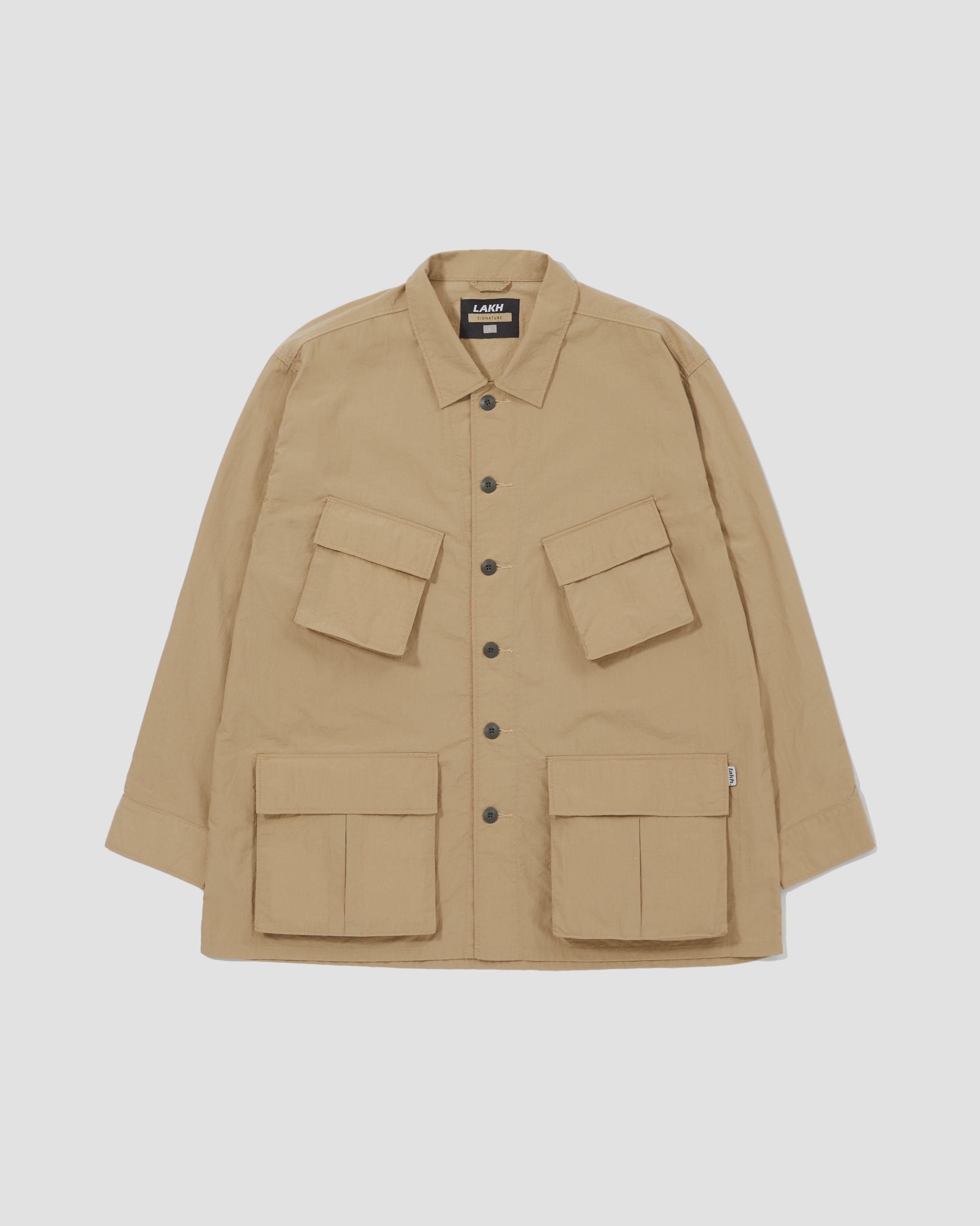 Six Pockets Oversized L/S Shirt - Sand