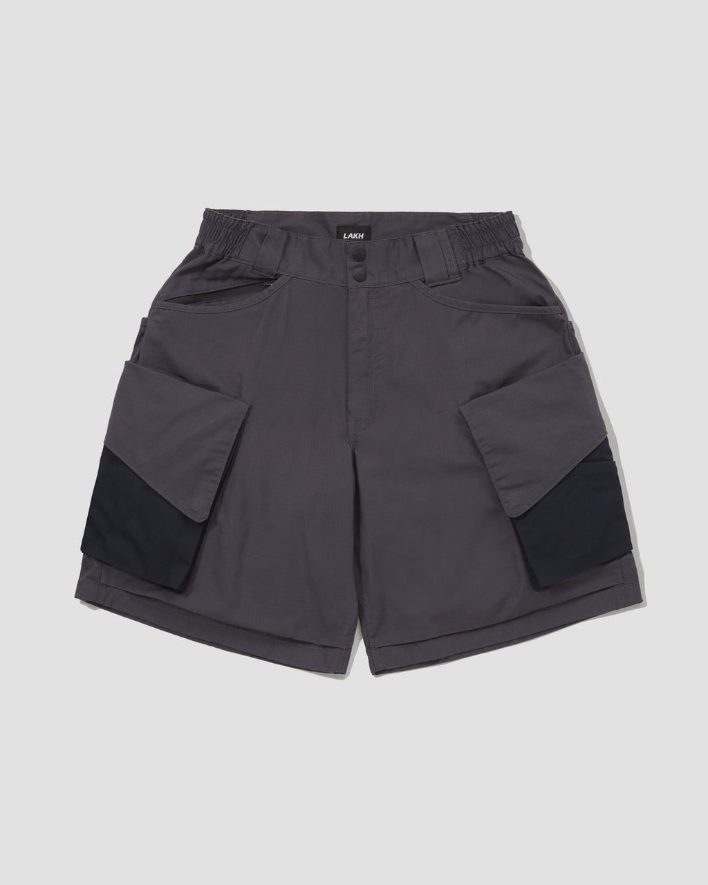 SS22 Slanted Pockets Cargo Shorts - Polyester Ripstop Grey / Navy