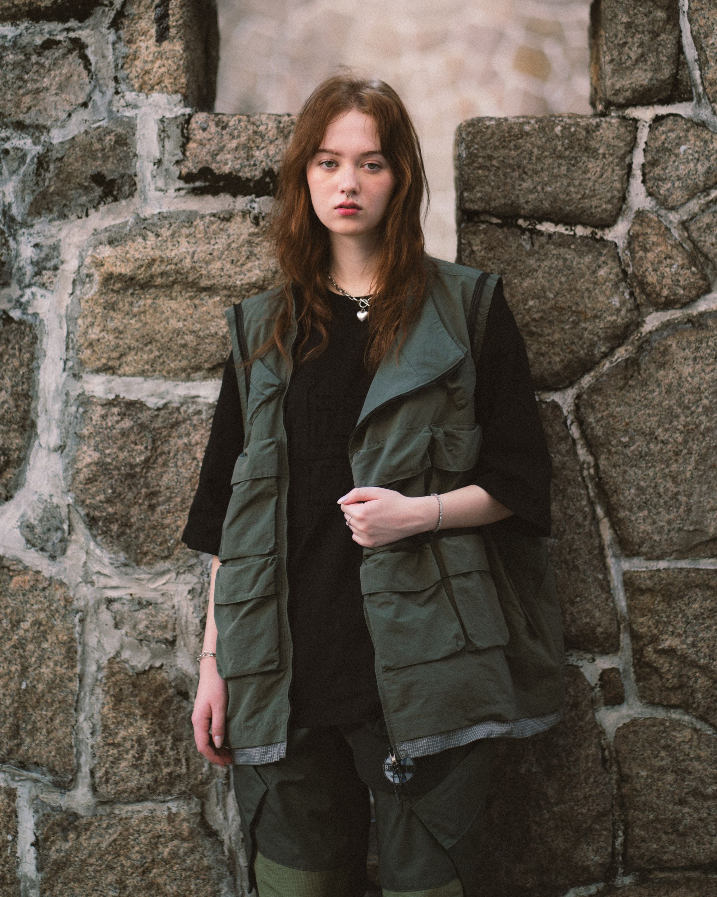 Double-way Detachable Vest Jacket - Army Green