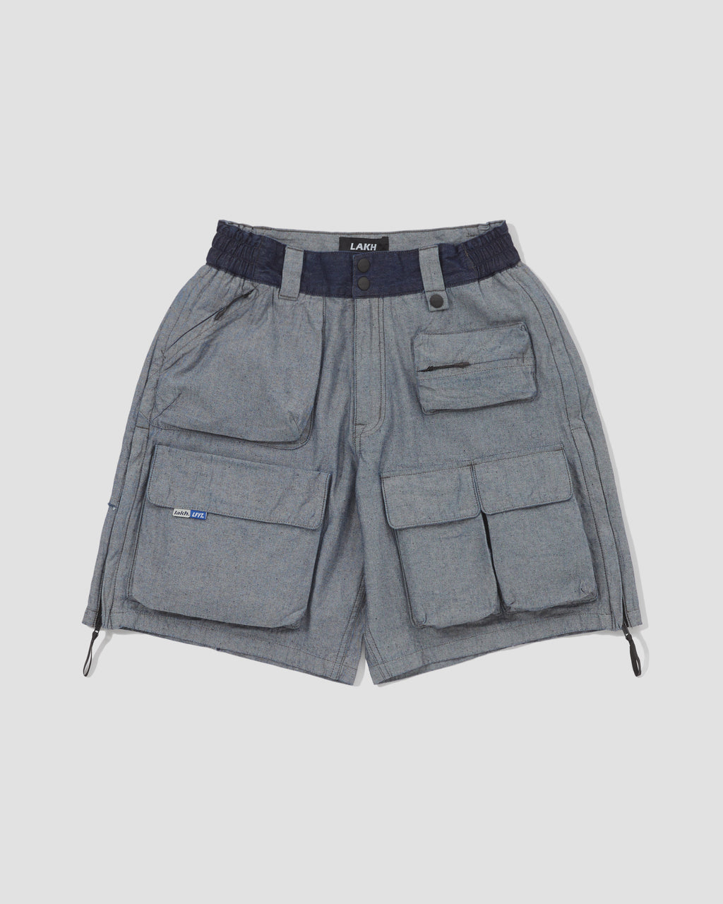 Recycled Denim Functional Ten Pockets Cargo Shorts - Reverse