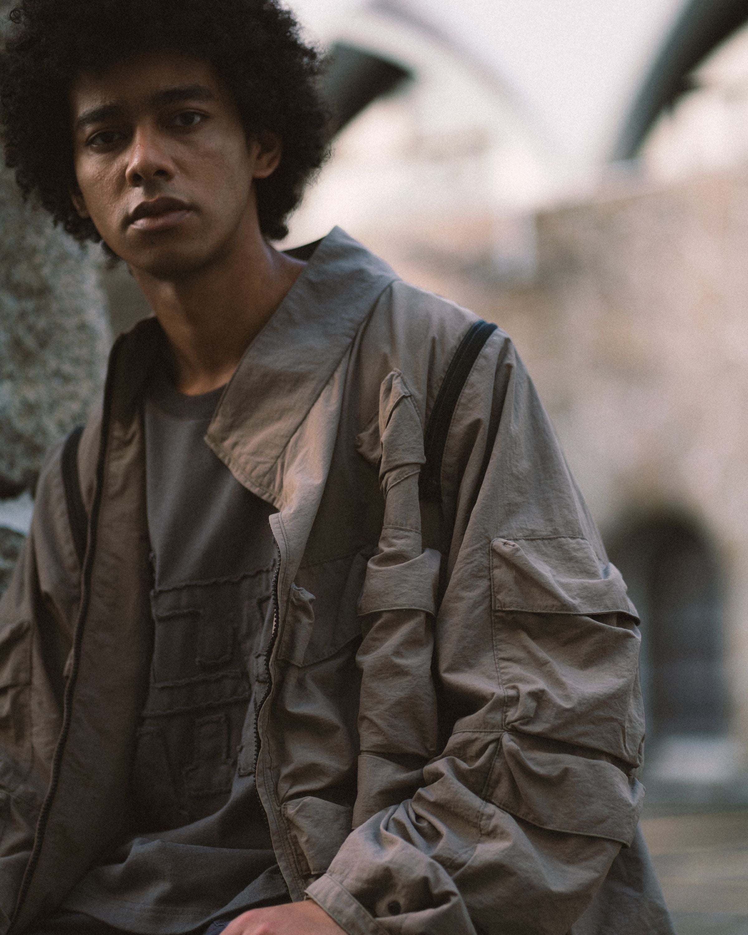 Double-way Detachable Vest Jacket - Khaki