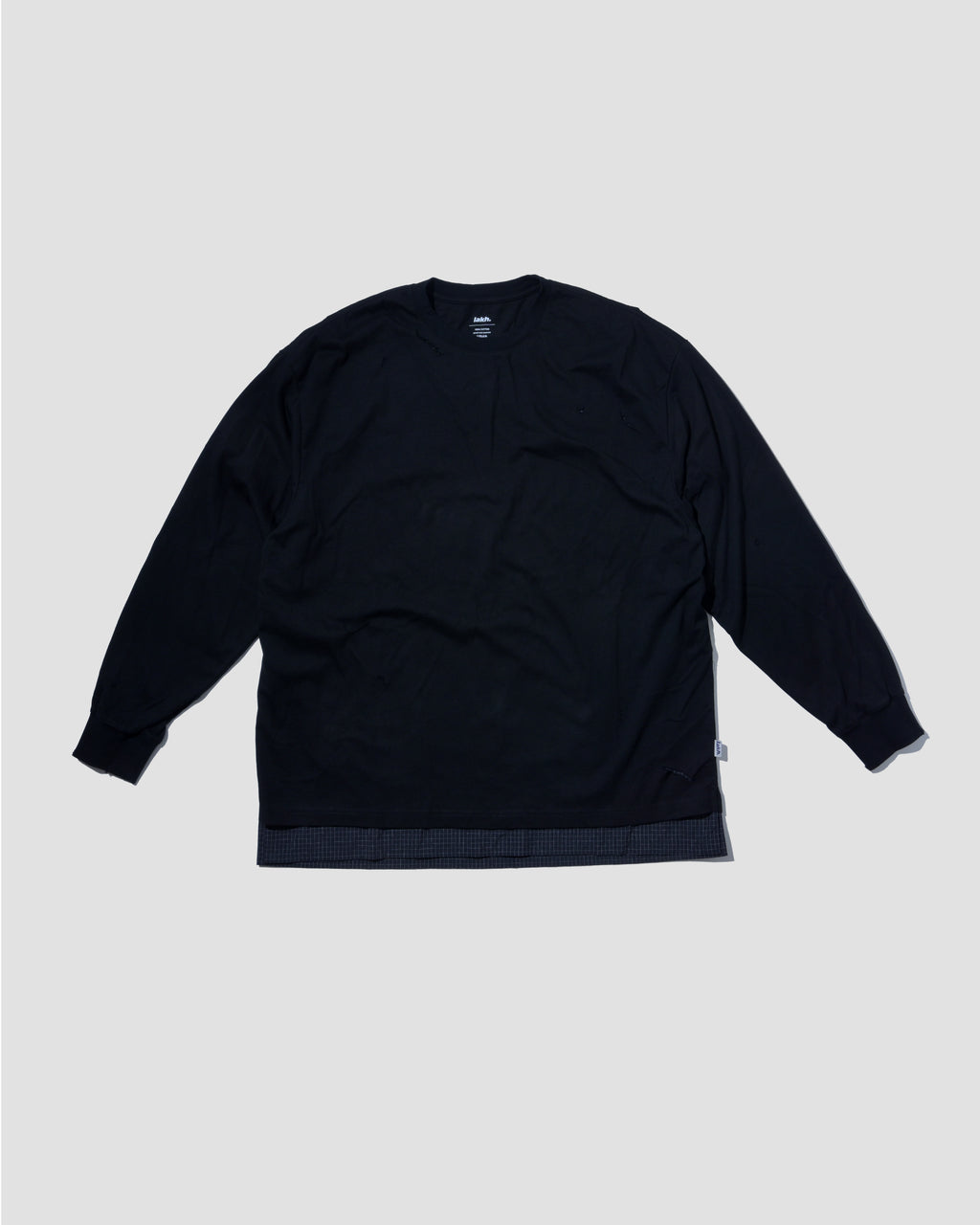 Distressed Patch Layering Tee - Black