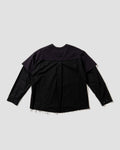 Double-Sleeve Striped Pullover Shirt - Black