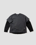 Double-Sleeve Striped Pullover Shirt - Grey