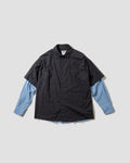Double-Sleeve Striped Shirt - Navy