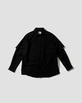 Double-Sleeve Striped Shirt - Black