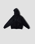 Acid Wash Reversible Zipped Hoodie - Black