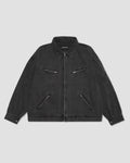 YESEYESEE Loose Fit Zip Up Denim Jacket - Black