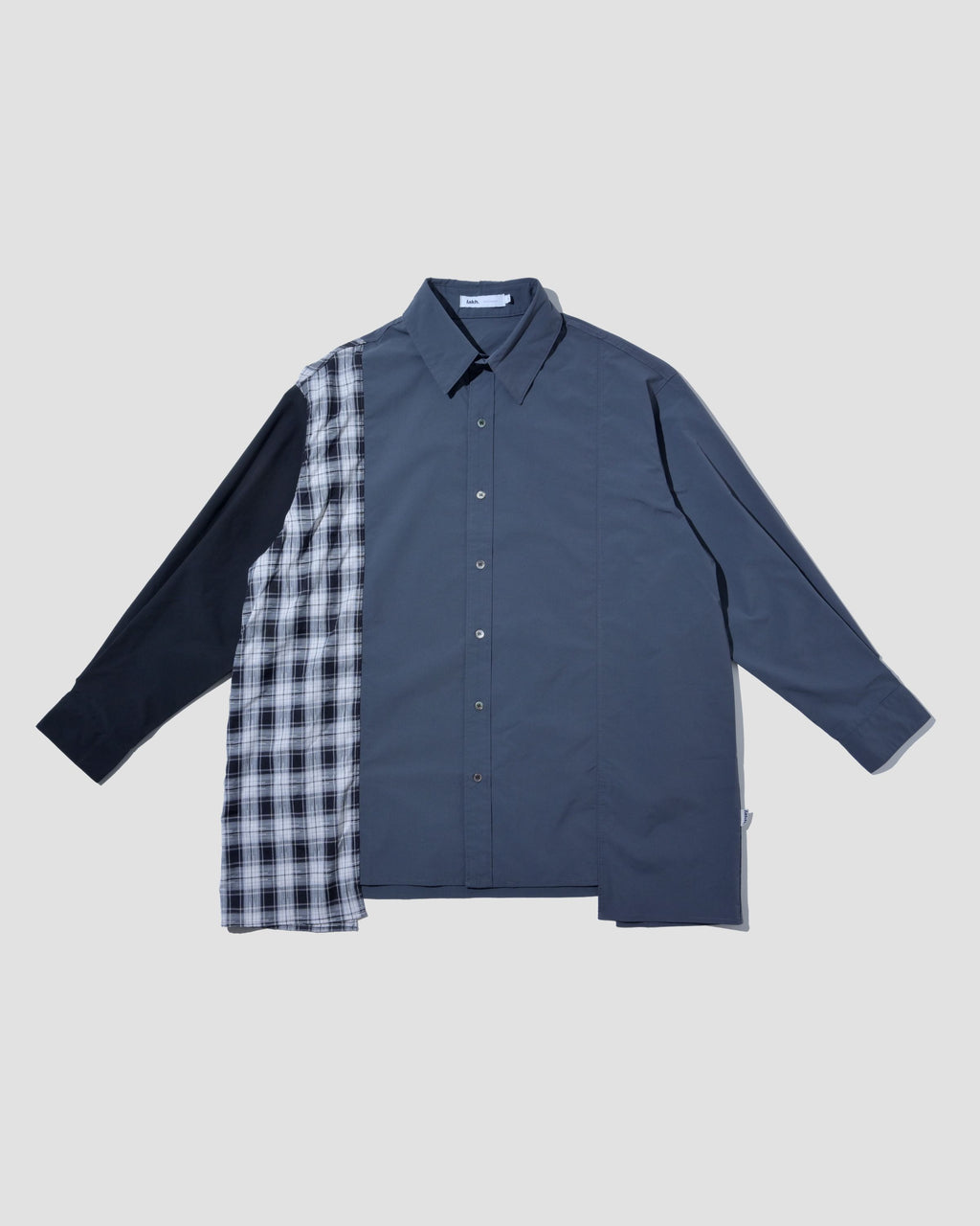 Paneled Patchwork Long Shirt - Grey