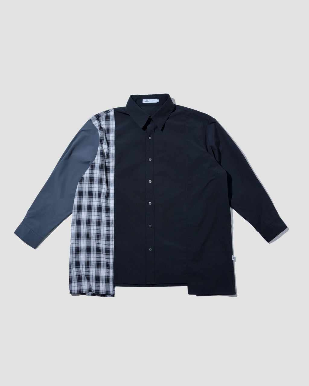 Paneled Patchwork Long Shirt - Black