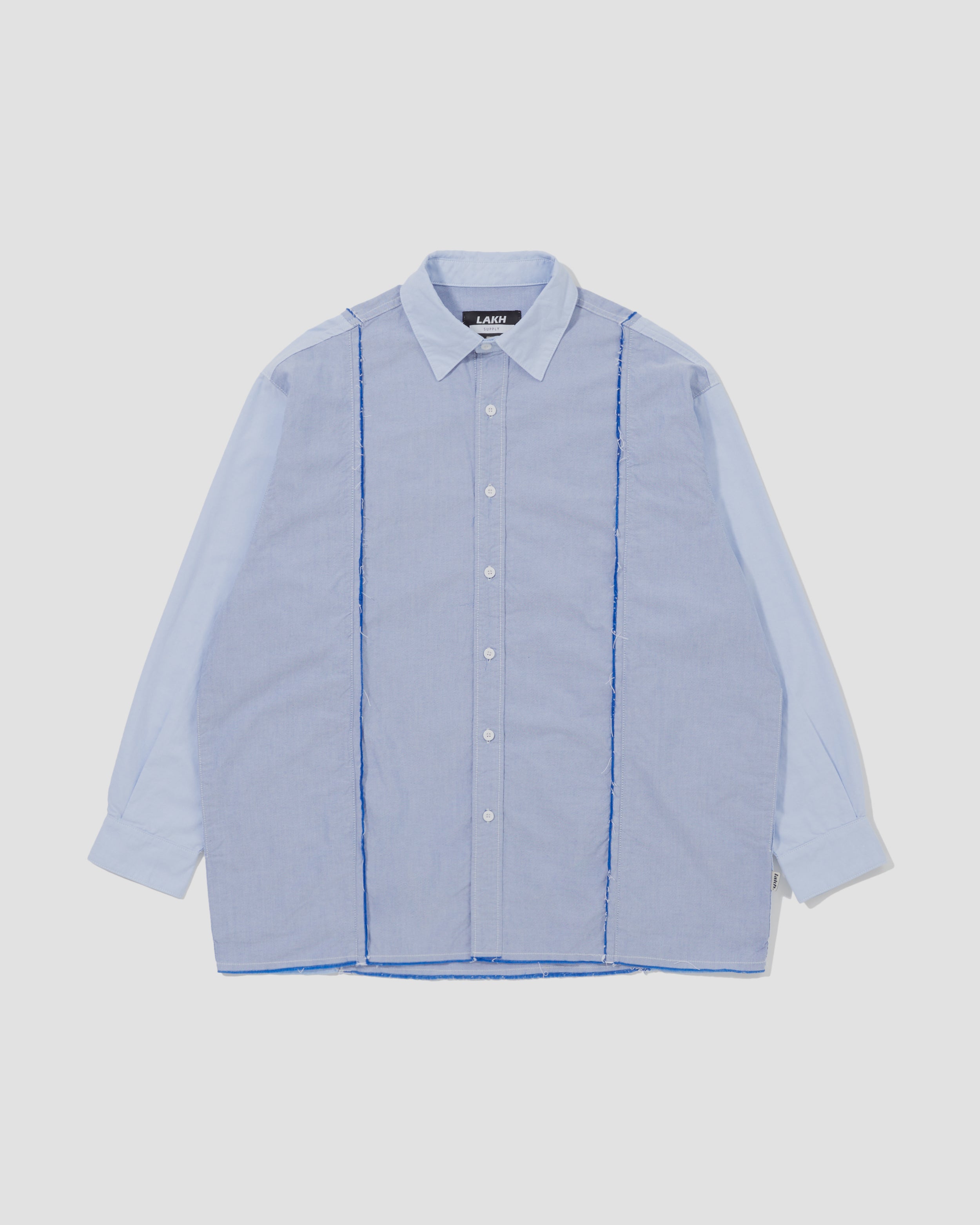 Raw Edge L/S Patch Shirt - Blue