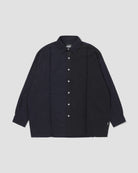 Raw Edge L/S Patch Shirt - Navy