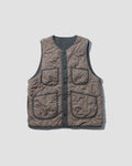 Reversible Checker Quilted Vest - Khaki