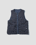 Reversible Checker Quilted Vest - Grey
