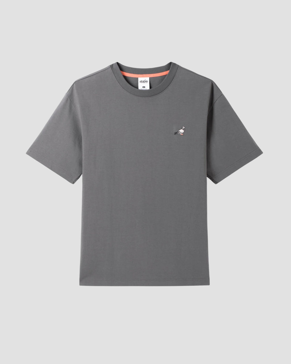STAPLE EMB PIGEON TEE - Charcoal
