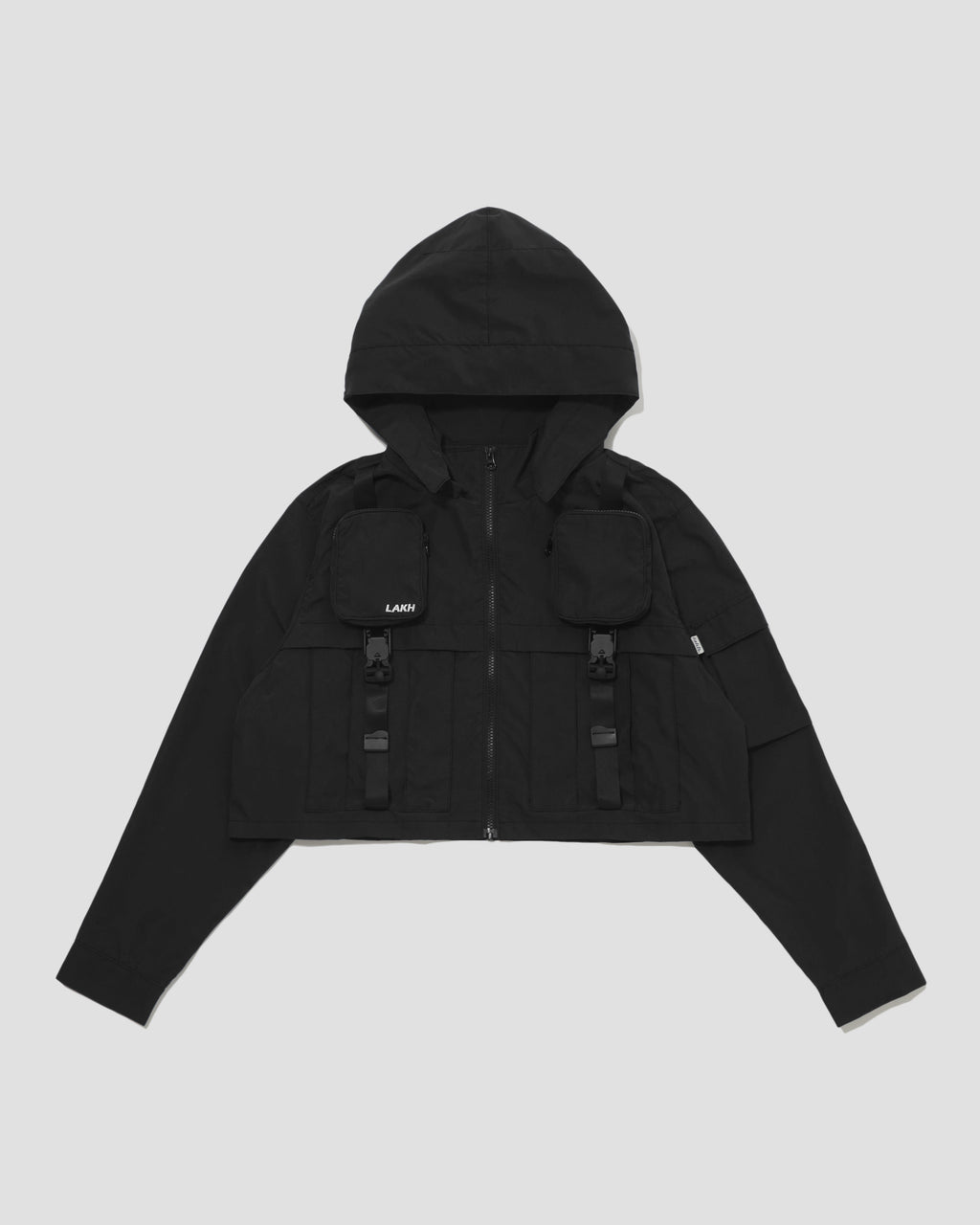 Zipper Pouch Half Jacket - Black