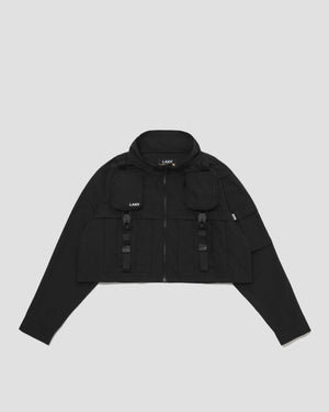 Zipper Pouch Half Jacket - Black