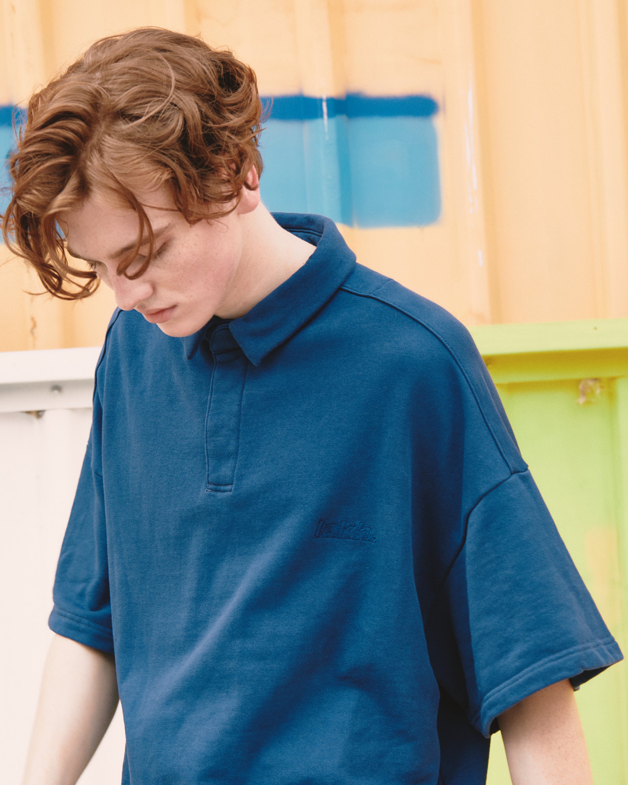 Knitted Oversized Polo Shirt - Midnight Blue