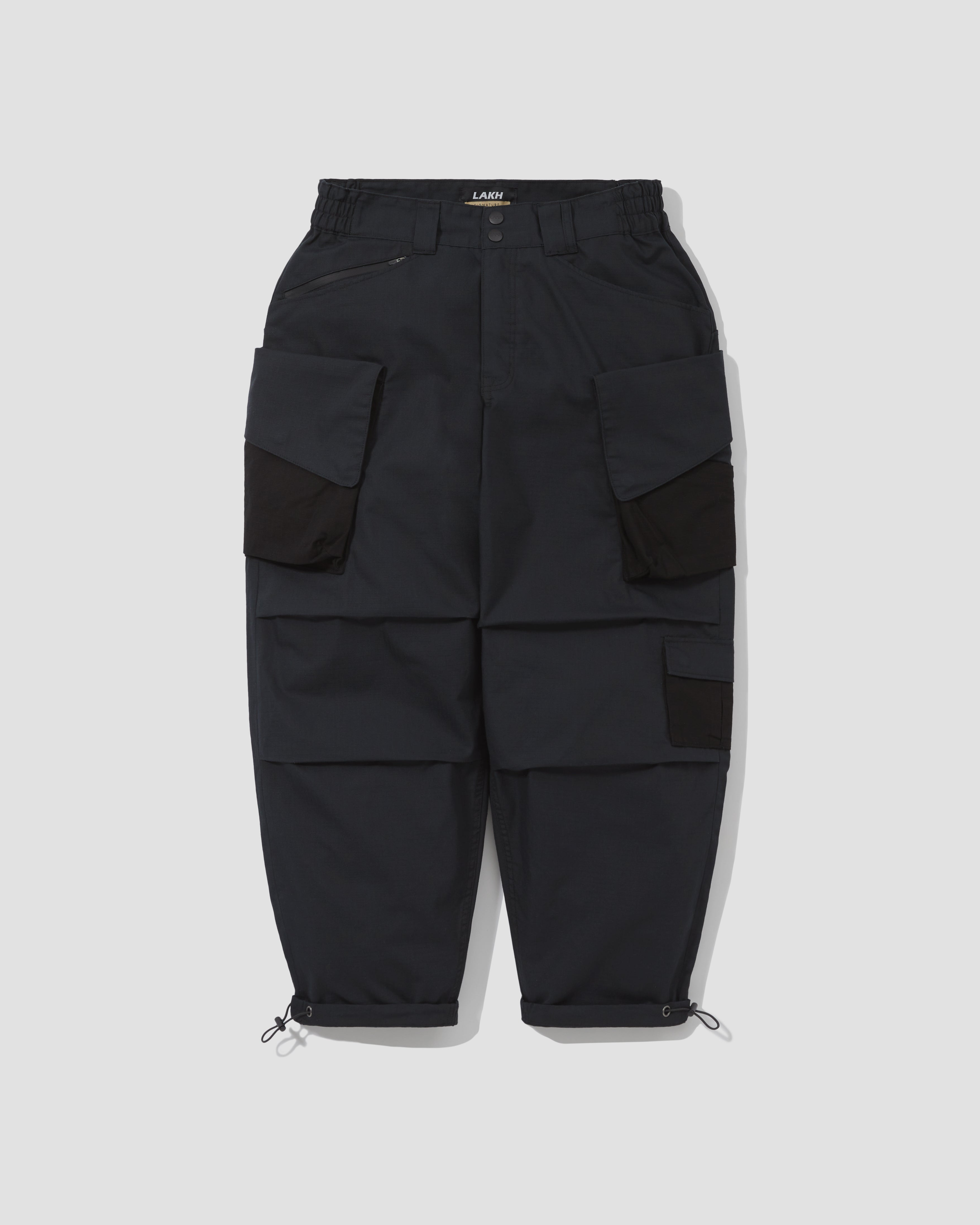 Slanted Pockets Cargo Pants - Polyester Ripstop Black