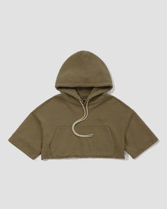 Knitted Half Layer Hoodie - Olive