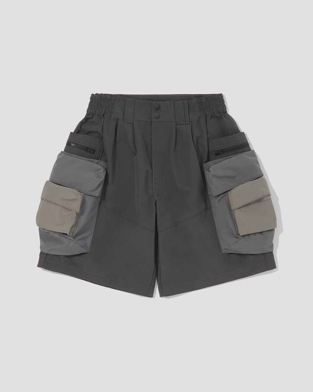 Patch Pockets Utility Shorts - Grey