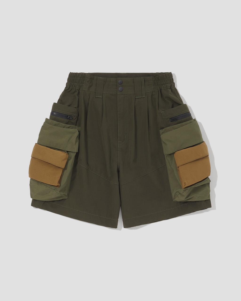 Patch Pockets Utility Shorts - Olive