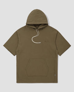 Knitted Short Sleeve Hoodie - Olive