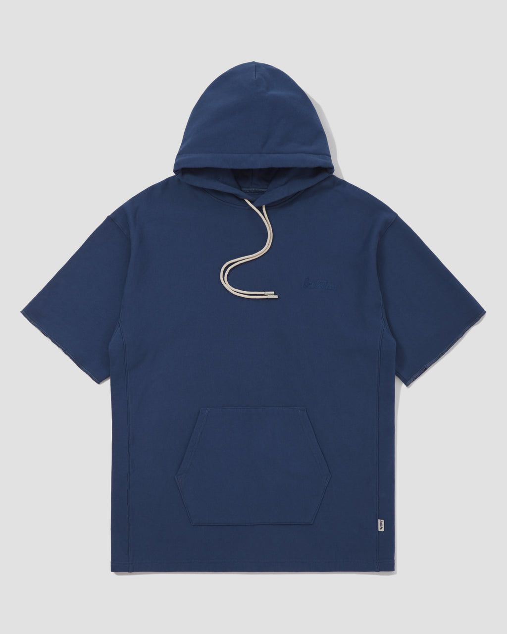 Knitted Short Sleeve Hoodie - Midnight Blue