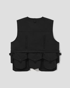 LAKH X WISDOM Multi-Pockets Four Way Vest - Black