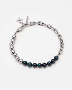 KLASSE 14 Duality Chain Sphere Bracelet -  Silver & Black Pearl