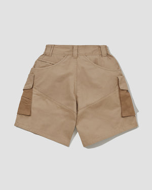 SS22 Slanted Pockets Cargo Shorts - Herringbone Khaki