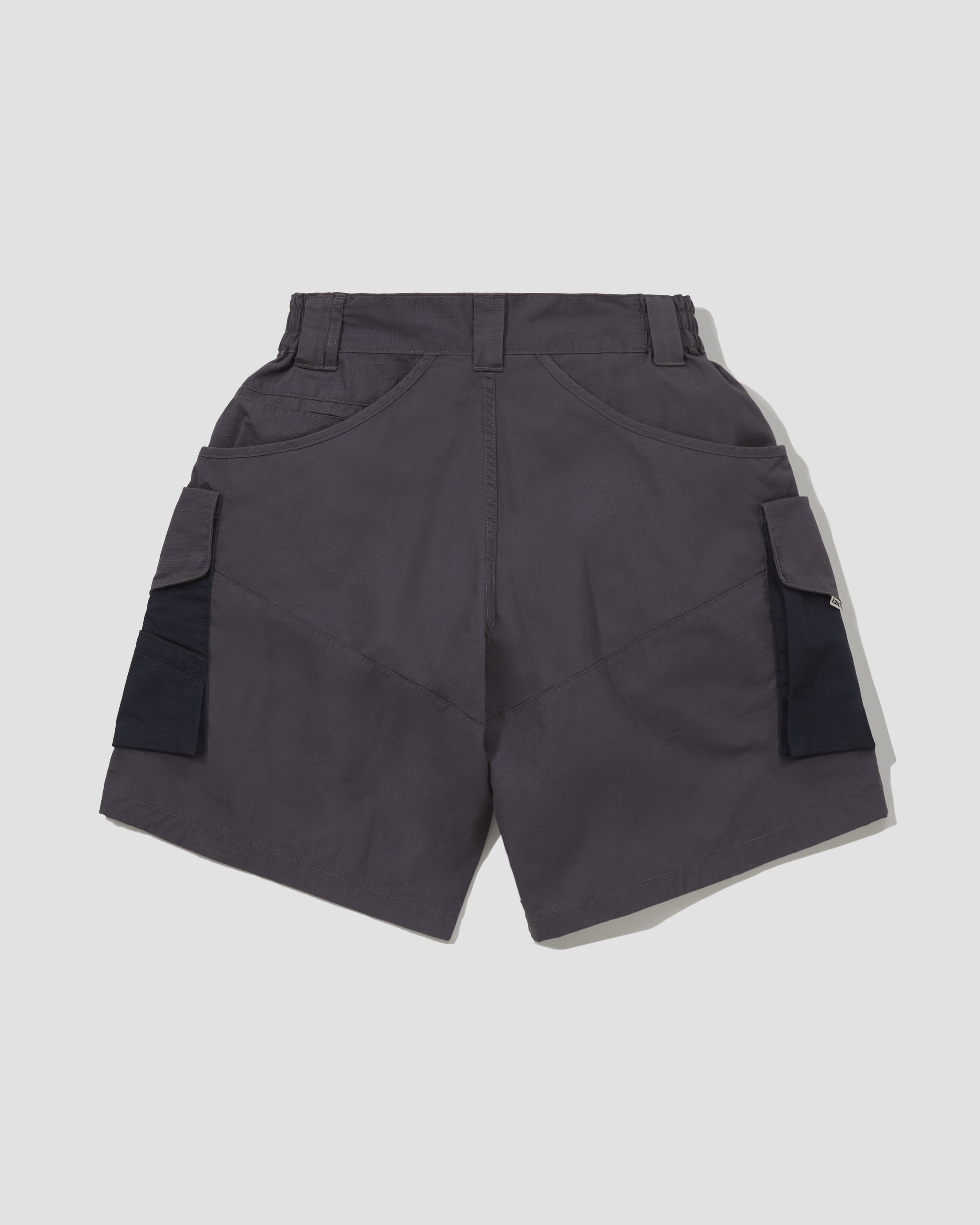 SS22 Slanted Pockets Cargo Shorts - Polyester Ripstop Grey / Navy