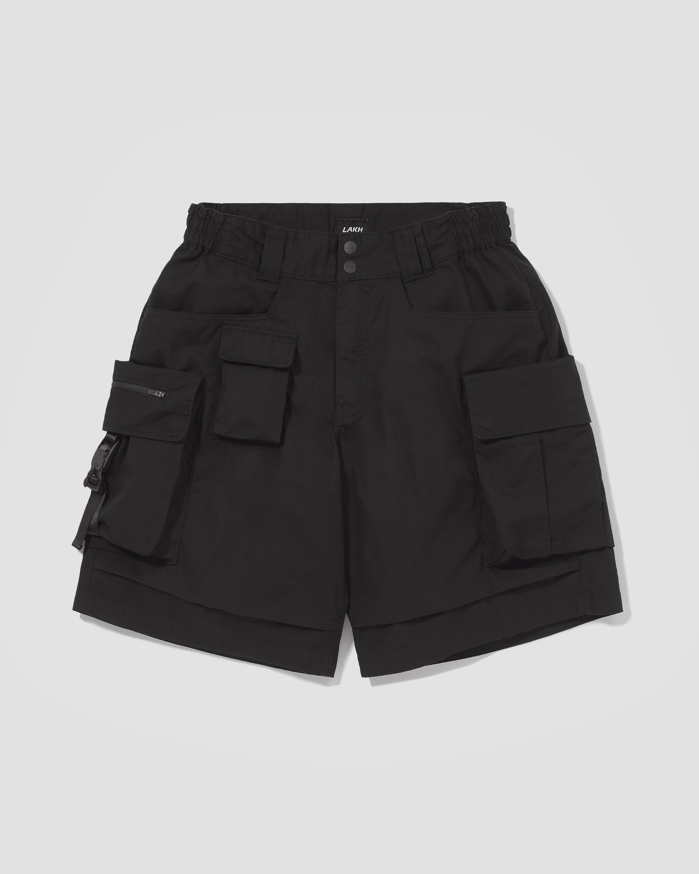 Classic Ten Pockets Cargo Shorts - Polyester Ripstop Black
